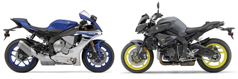 R1 left, FZ right. Obviously.